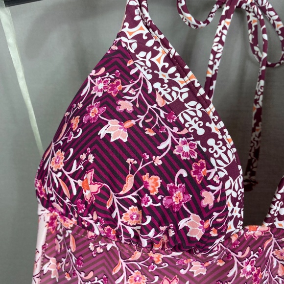 Lucky Brand Womens Floral Color Block Tankini TOP ONLY in Pink Size XS - Picture 4 of 8